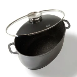 Bräter|Die moderne Hausfrau STONELINE Bräter Schmortopf Oval 39x26 cm | mit Deckel
