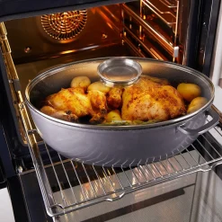 Bräter|Die moderne Hausfrau STONELINE Bräter Schmortopf Oval 39x26 cm | mit Deckel