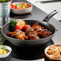 Pfannen|Die moderne Hausfrau STONELINE CERAMIC Keramik Bratpfanne 24 cm | mit Deckel