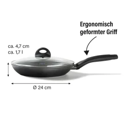 Pfannen|Die moderne Hausfrau STONELINE CERAMIC Keramik Bratpfanne 24 cm | mit Deckel