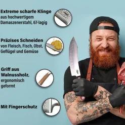 Koch- & Küchenmesser|Die moderne Hausfrau STONELINE Chefmesser 34 cm | 67 Lagen Damastmesser