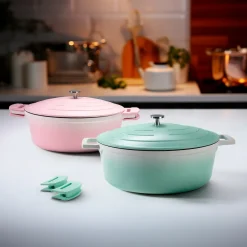 Bräter|Die moderne Hausfrau STONELINE Cocotte Bräter Oval 32x25 cm Rosa | mit Deckel