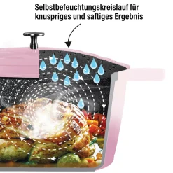 Bräter|Die moderne Hausfrau STONELINE Cocotte Bräter Oval 32x25 cm Rosa | mit Deckel