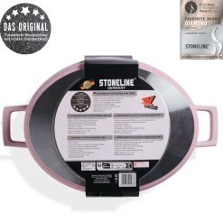 Bräter|Die moderne Hausfrau STONELINE Cocotte Bräter Oval 32x25 cm Rosa | mit Deckel