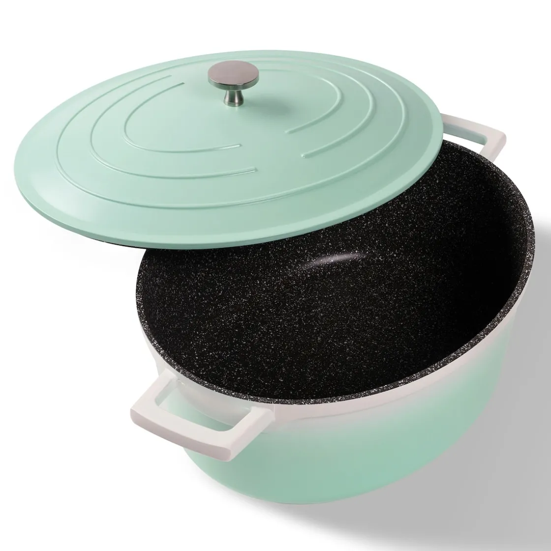 Bräter|Die moderne Hausfrau STONELINE Cocotte Bräter Oval 32x25 cm Mint | mit Deckel