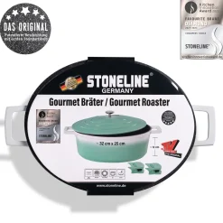 Bräter|Die moderne Hausfrau STONELINE Cocotte Bräter Oval 32x25 cm Mint | mit Deckel