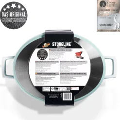 Bräter|Die moderne Hausfrau STONELINE Cocotte Bräter Oval 32x25 cm Mint | mit Deckel
