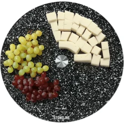 Geniale Küchenhelfer|Die moderne Hausfrau STONELINE Drehbare Glas Servierplatte Tortenplatte 32 cm | Schwarz