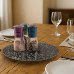 Geniale Küchenhelfer|Die moderne Hausfrau STONELINE Drehbare Glas Servierplatte Tortenplatte 32 cm | Schwarz