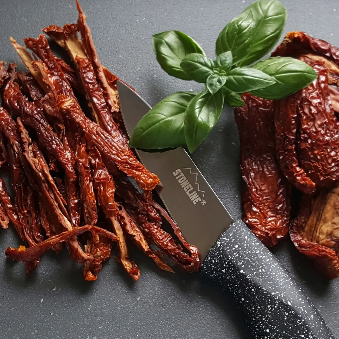 Koch- & Küchenmesser|Die moderne Hausfrau STONELINE Edelstahl Messer Set 5-teilig mit Messerblock | Schwarz