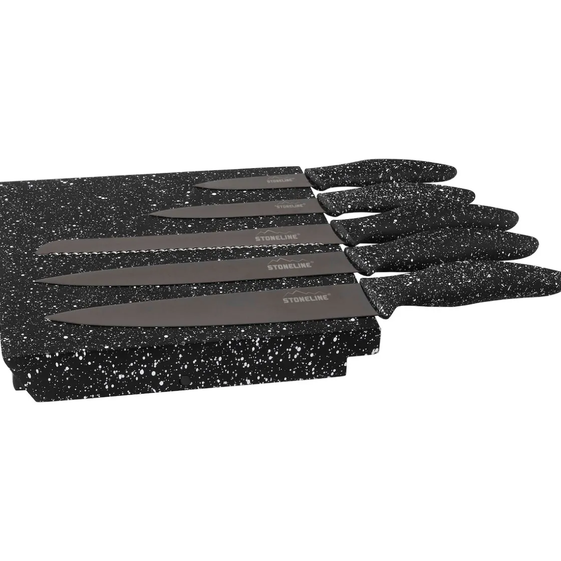 Koch- & Küchenmesser|Die moderne Hausfrau STONELINE Edelstahl Messer Set 5-teilig mit Messerblock | Schwarz