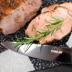 Koch- & Küchenmesser|Die moderne Hausfrau STONELINE Edelstahl Messer Set 5-teilig mit Messerblock | Schwarz