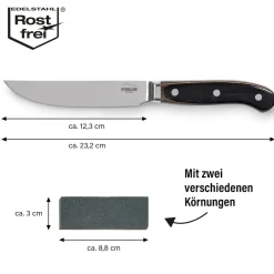 Koch- & Küchenmesser|Die moderne Hausfrau STONELINE Edelstahl Steakmesser Set 4-teilig | Holzgriff