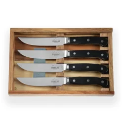 Die moderne Hausfrau STONELINE Edelstahl Steakmesser Set 4-teilig | Holzgriff