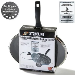 Pfannen|Die moderne Hausfrau STONELINE Fisch- und Schnitzelpfanne Oval 35x24 cm | mit Deckel