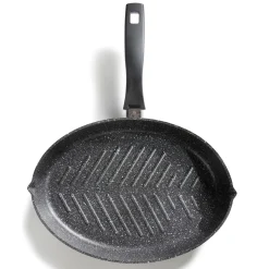 Pfannen|Die moderne Hausfrau STONELINE Fisch- und Schnitzelpfanne Oval 35x24 cm | mit Deckel