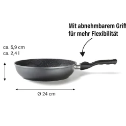 Pfannen|Die moderne Hausfrau STONELINE Flex Schmorpfanne 24 cm mit abnehmbarem Griff | ohne Deckel
