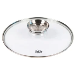 Topfdeckel|Die moderne Hausfrau STONELINE Glasdeckel 28 cm mit Aroma-Deckel | Edelstahl