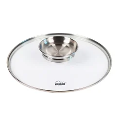 Topfdeckel|Die moderne Hausfrau STONELINE Glasdeckel 24 cm mit Aroma-Deckel | Edelstahl
