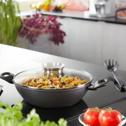 Topfdeckel|Die moderne Hausfrau STONELINE Glasdeckel 24 cm mit Aroma-Deckel | Edelstahl