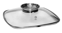 Topfdeckel|Die moderne Hausfrau STONELINE Glasdeckel Eckig 28 cm mit Aroma-Deckel | Edelstahl