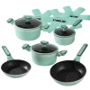 Die moderne Hausfrau STONELINE Kochgeschirr-Set 11-teilig 18/20/24 Mint | mit Deckeln