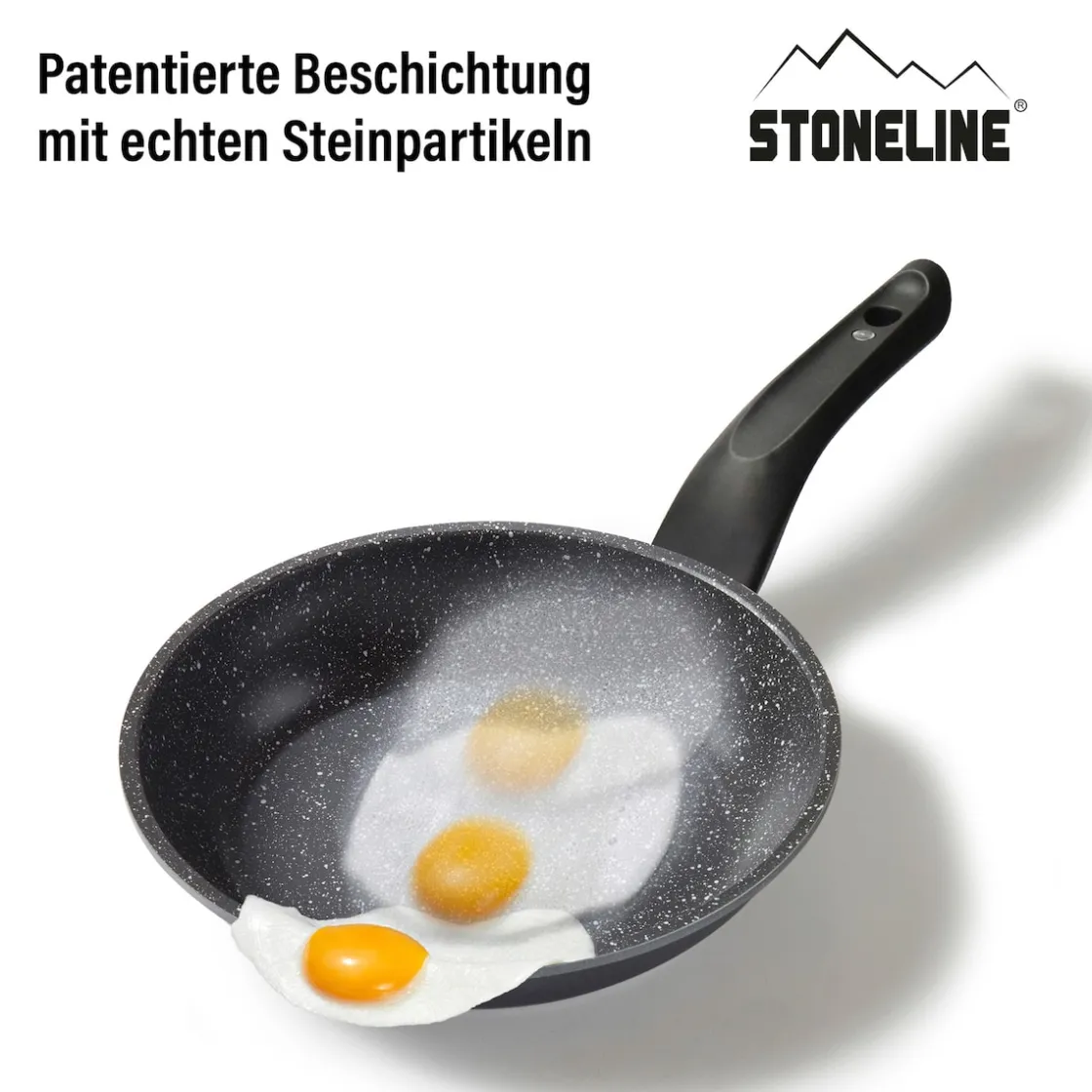 Pfannen|Die moderne Hausfrau STONELINE Made in Germany Pfannen-Set 6-teilig mit Magnet Griff | ohne Deckel - Schwarz
