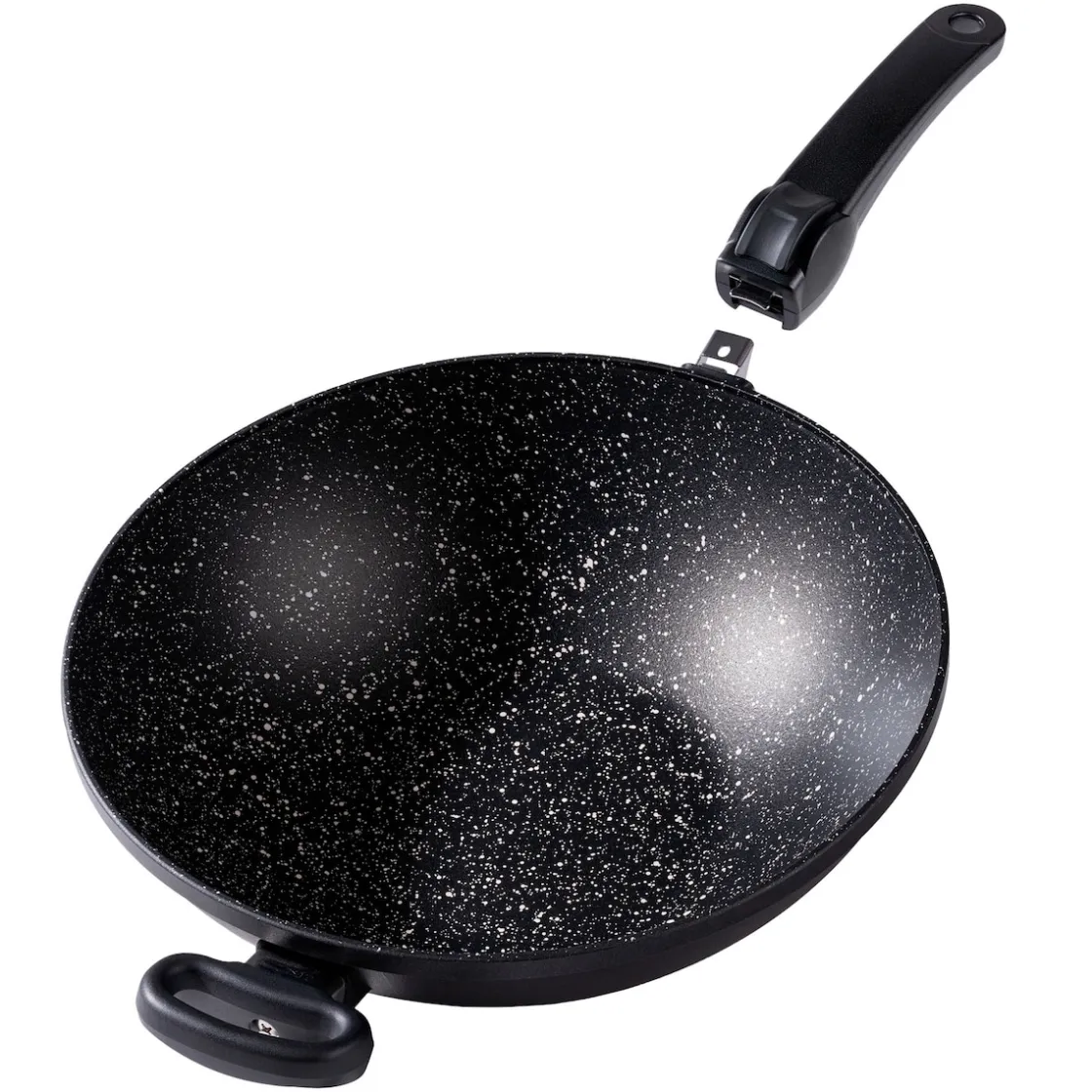 Pfannen|Die moderne Hausfrau STONELINE Made in Germany Wokpfanne 32 cm mit abnehmbarem Griff | ohne Deckel - Schwarz