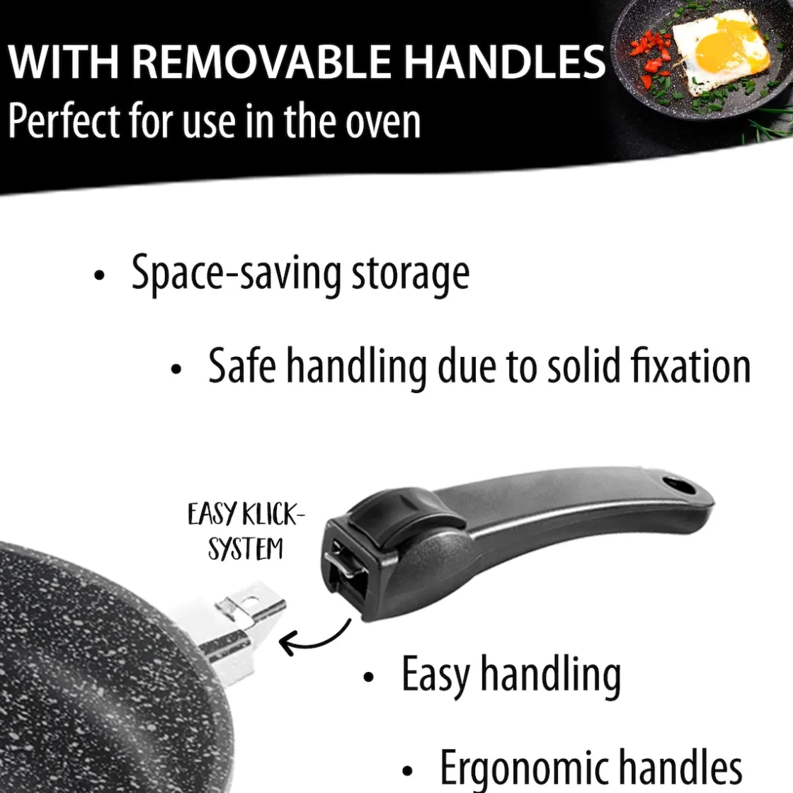 Pfannen|Die moderne Hausfrau STONELINE Made in Germany Wokpfanne 32 cm mit abnehmbarem Griff | ohne Deckel - Schwarz