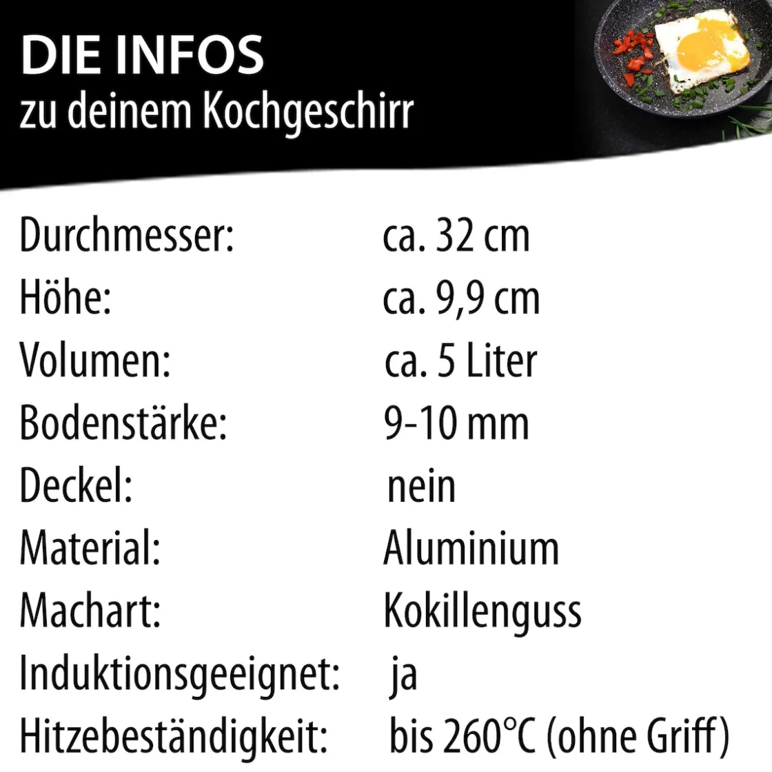 Pfannen|Die moderne Hausfrau STONELINE Made in Germany Wokpfanne 32 cm mit abnehmbarem Griff | ohne Deckel - Schwarz