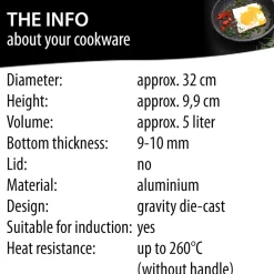 Pfannen|Die moderne Hausfrau STONELINE Made in Germany Wokpfanne 32 cm mit abnehmbarem Griff | ohne Deckel - Schwarz