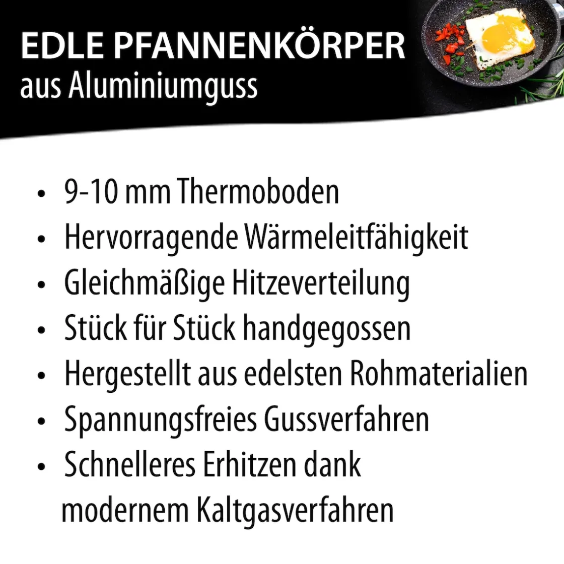 Pfannen|Die moderne Hausfrau STONELINE Made in Germany Wokpfanne 32 cm mit abnehmbarem Griff | ohne Deckel - Schwarz