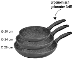 Pfannen|Die moderne Hausfrau STONELINE Made in Germany Pfannen-Set 3-teilig 20/24/28 | ohne Deckel