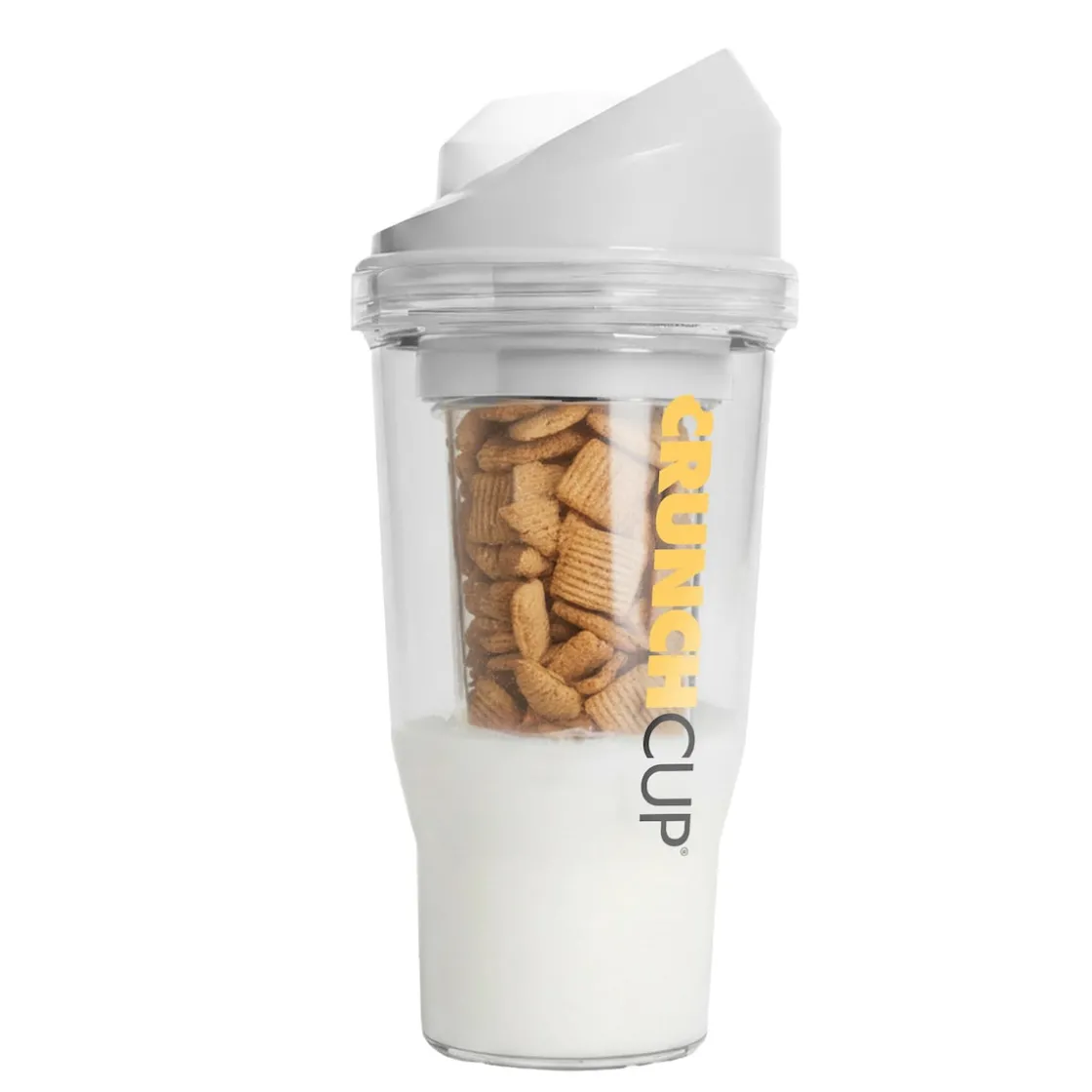 Bräter|Die moderne Hausfrau STONELINE Original CrunchCup Tragbarer Müslibecher To Go 260 + 250 ml | Weiß