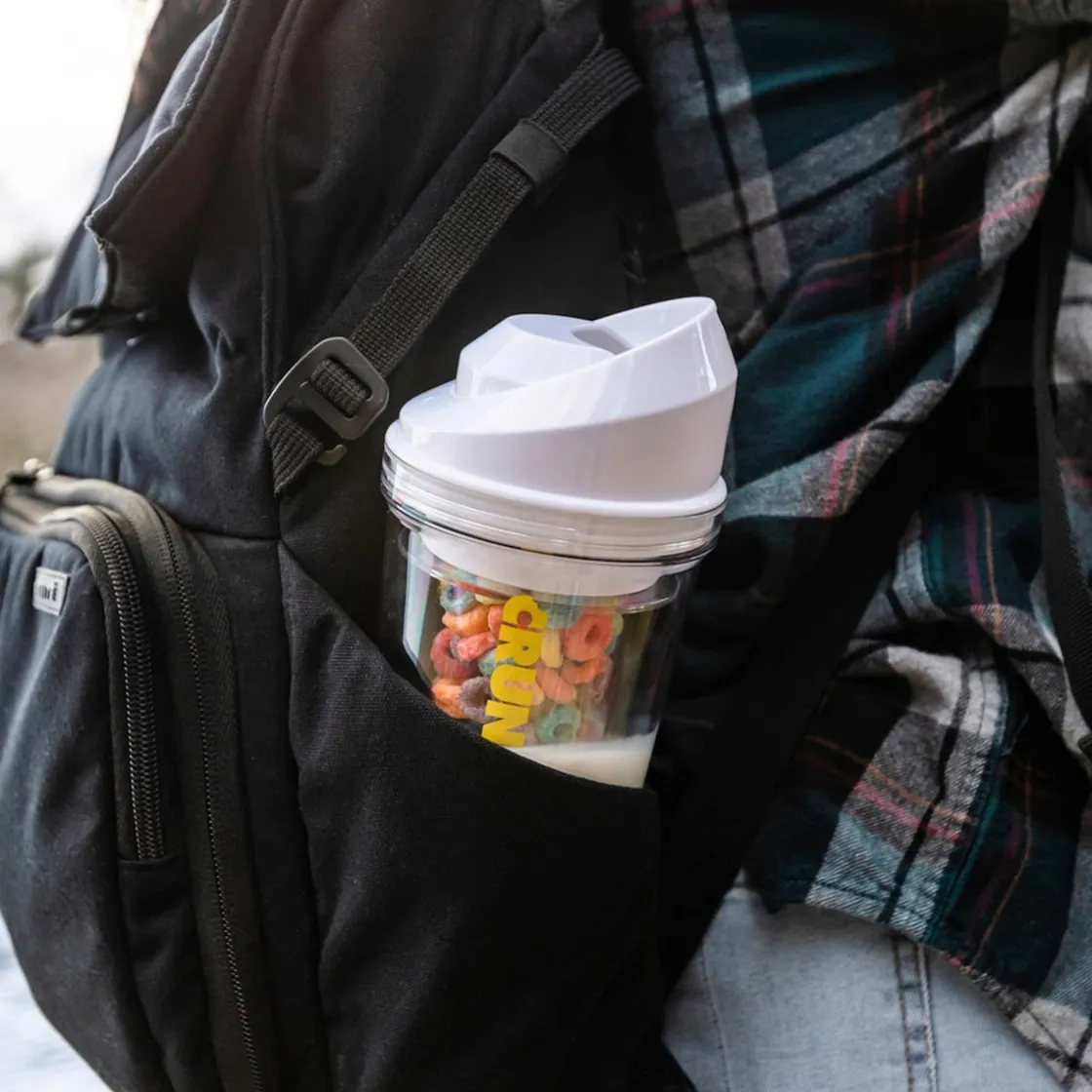 Bräter|Die moderne Hausfrau STONELINE Original CrunchCup Tragbarer Müslibecher To Go 260 + 250 ml | Weiß