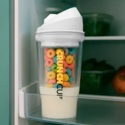 Bräter|Die moderne Hausfrau STONELINE Original CrunchCup Tragbarer Müslibecher To Go 260 + 250 ml | Weiß