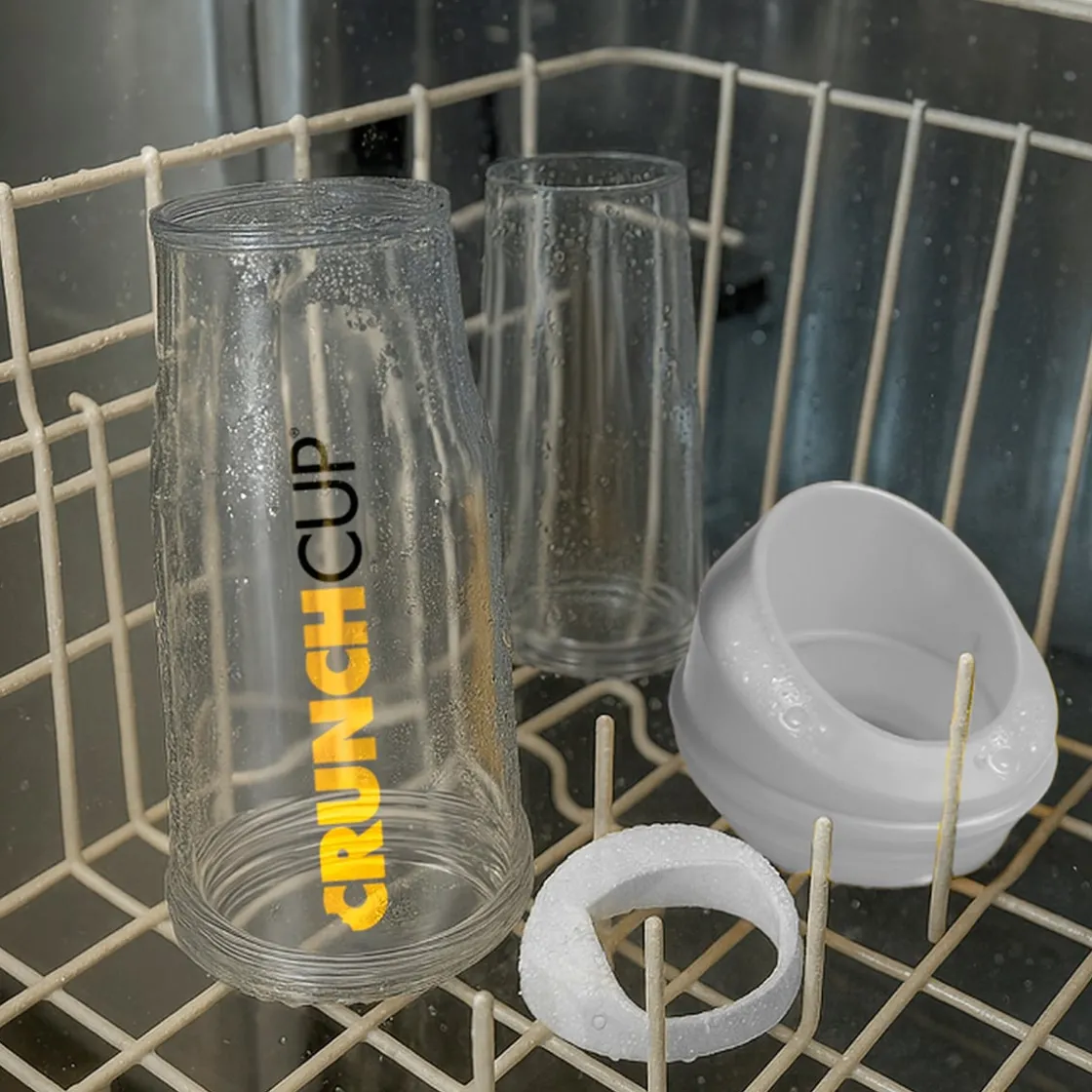 Bräter|Die moderne Hausfrau STONELINE Original CrunchCup Tragbarer Müslibecher To Go 260 + 250 ml | Weiß