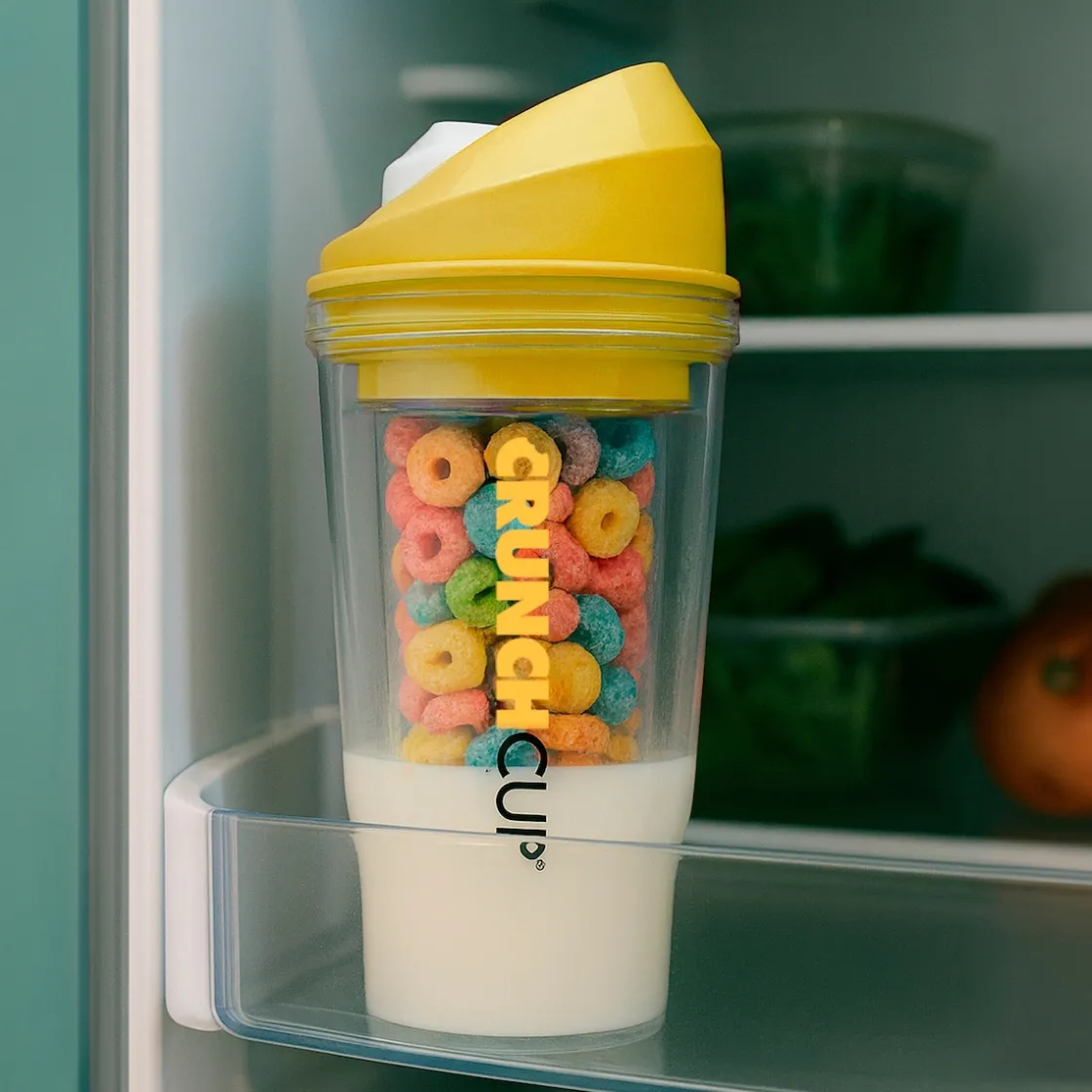 Bräter|Die moderne Hausfrau STONELINE Original CrunchCup Tragbarer Müslibecher To Go 260 + 250 ml | Gelb