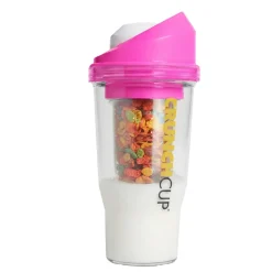 Bräter|Die moderne Hausfrau STONELINE Original CrunchCup Tragbarer Müslibecher To Go 260 + 250 ml | Pink