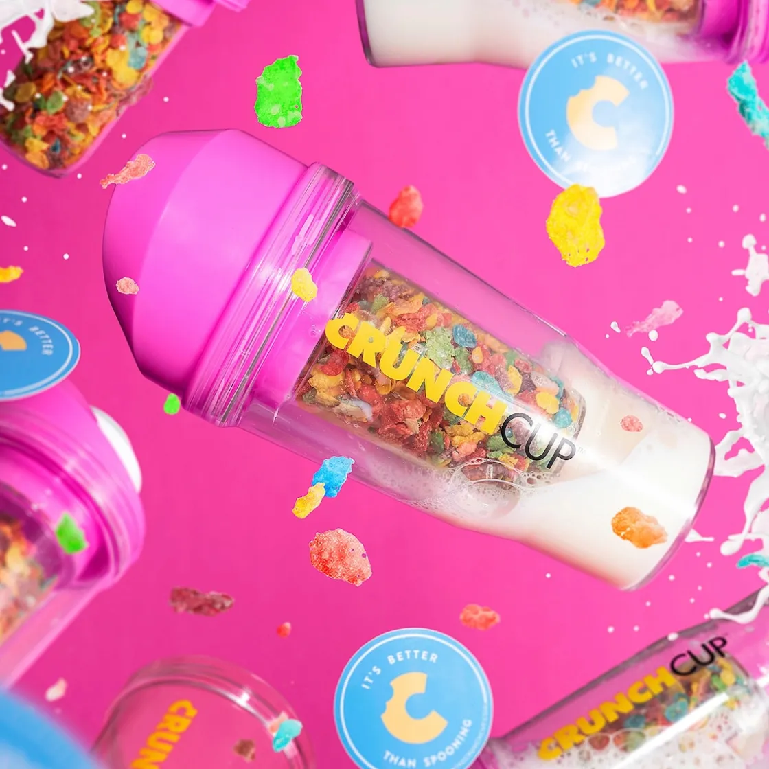 Bräter|Die moderne Hausfrau STONELINE Original CrunchCup Tragbarer Müslibecher To Go 260 + 250 ml | Pink