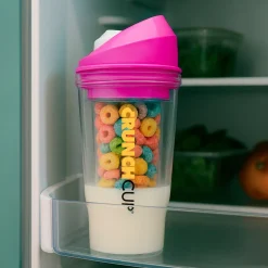 Bräter|Die moderne Hausfrau STONELINE Original CrunchCup Tragbarer Müslibecher To Go 260 + 250 ml | Pink