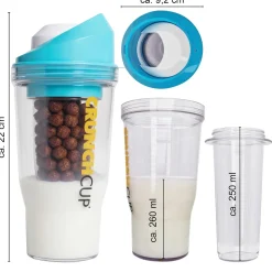 Bräter|Die moderne Hausfrau STONELINE Original CrunchCup Tragbarer Müslibecher To Go 260 + 250 ml | Blau