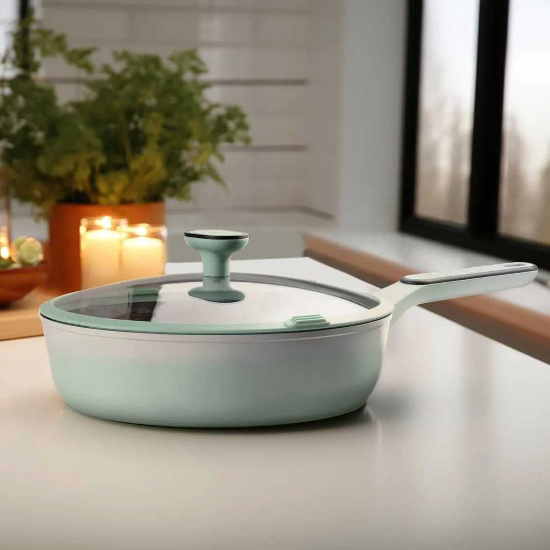 Pfannen|Die moderne Hausfrau STONELINE Schmorpfanne 28 cm Mint | mit Deckel