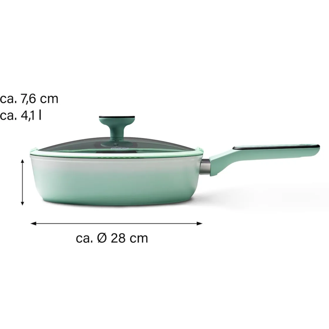 Pfannen|Die moderne Hausfrau STONELINE Schmorpfanne 28 cm Mint | mit Deckel