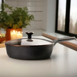 Pfannen|Die moderne Hausfrau STONELINE Schmorpfanne 28 cm Roségold | mit Deckel