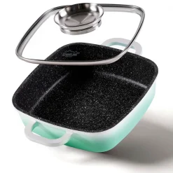 Pfannen|Die moderne Hausfrau STONELINE Servierpfanne Eckig 20 cm Mint | mit Deckel