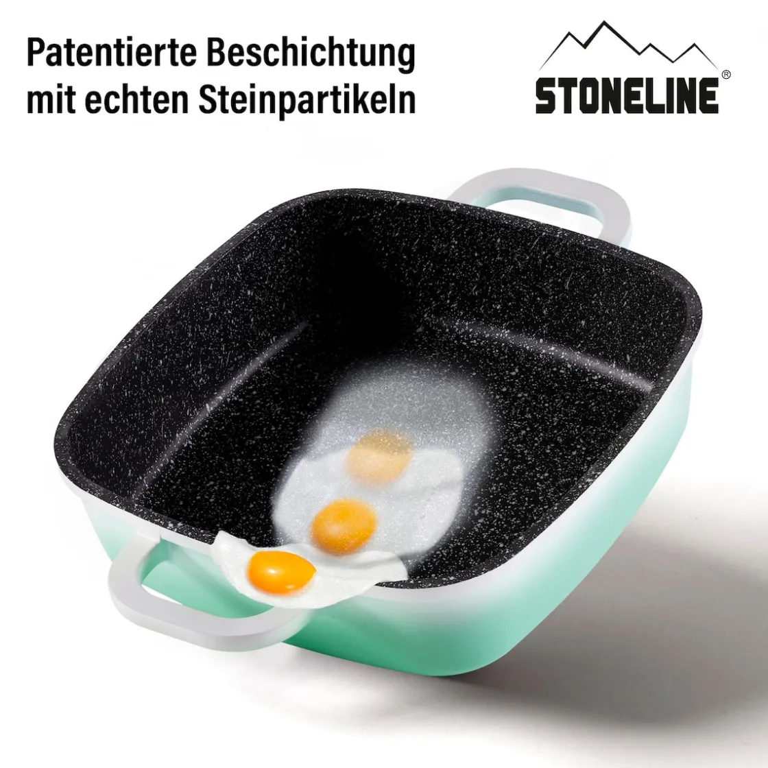 Pfannen|Die moderne Hausfrau STONELINE Servierpfanne Eckig 20 cm Mint | mit Deckel