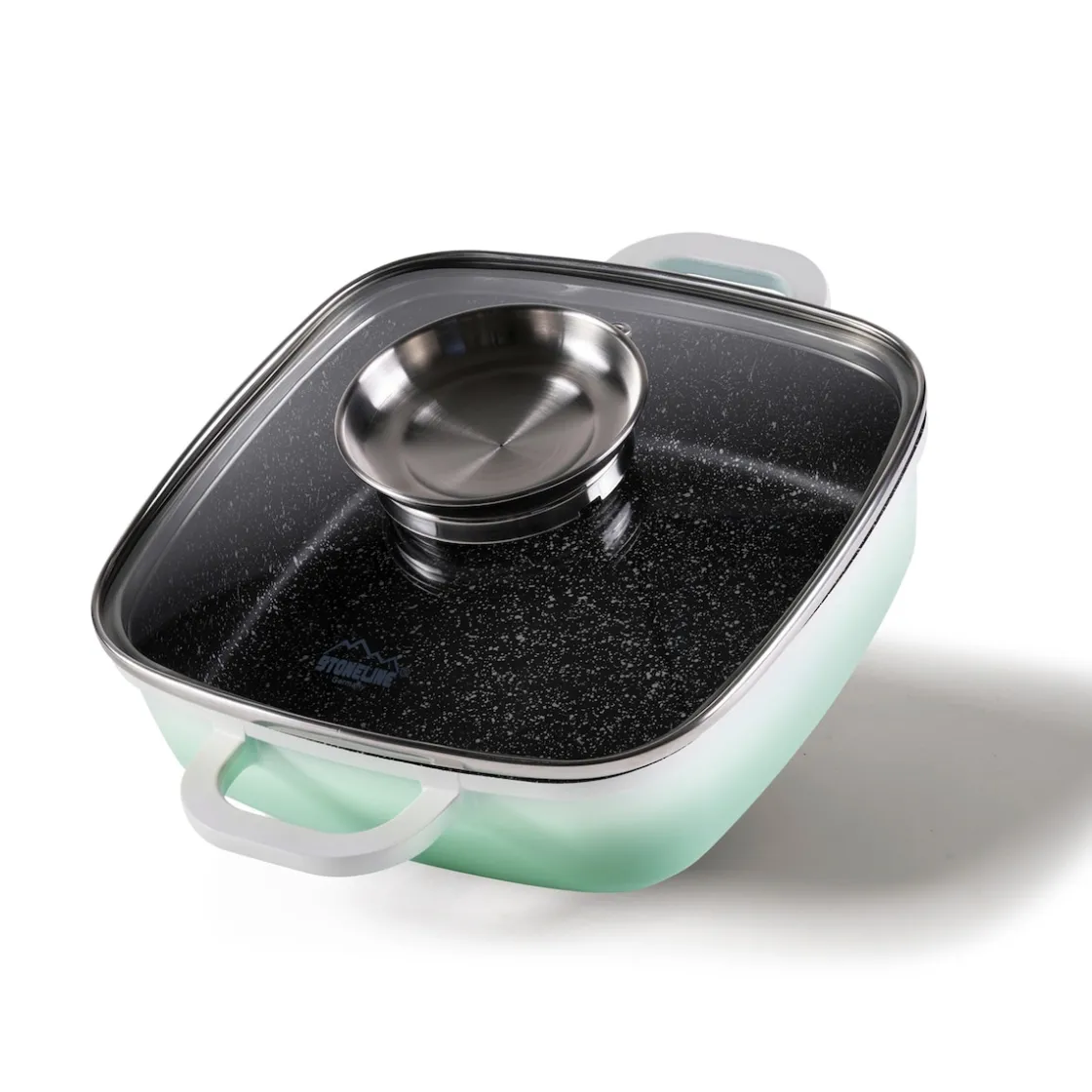 Pfannen|Die moderne Hausfrau STONELINE Servierpfanne Eckig 20 cm Mint | mit Deckel