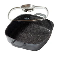 Pfannen|Die moderne Hausfrau STONELINE Servierpfanne Eckig 24 cm | mit Deckel