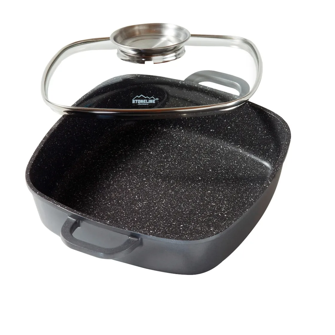 Pfannen|Die moderne Hausfrau STONELINE Servierpfanne Eckig 24 cm | mit Deckel